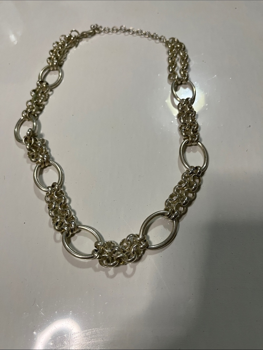 Coach Polished Silver Link & Chain Statement Necklace